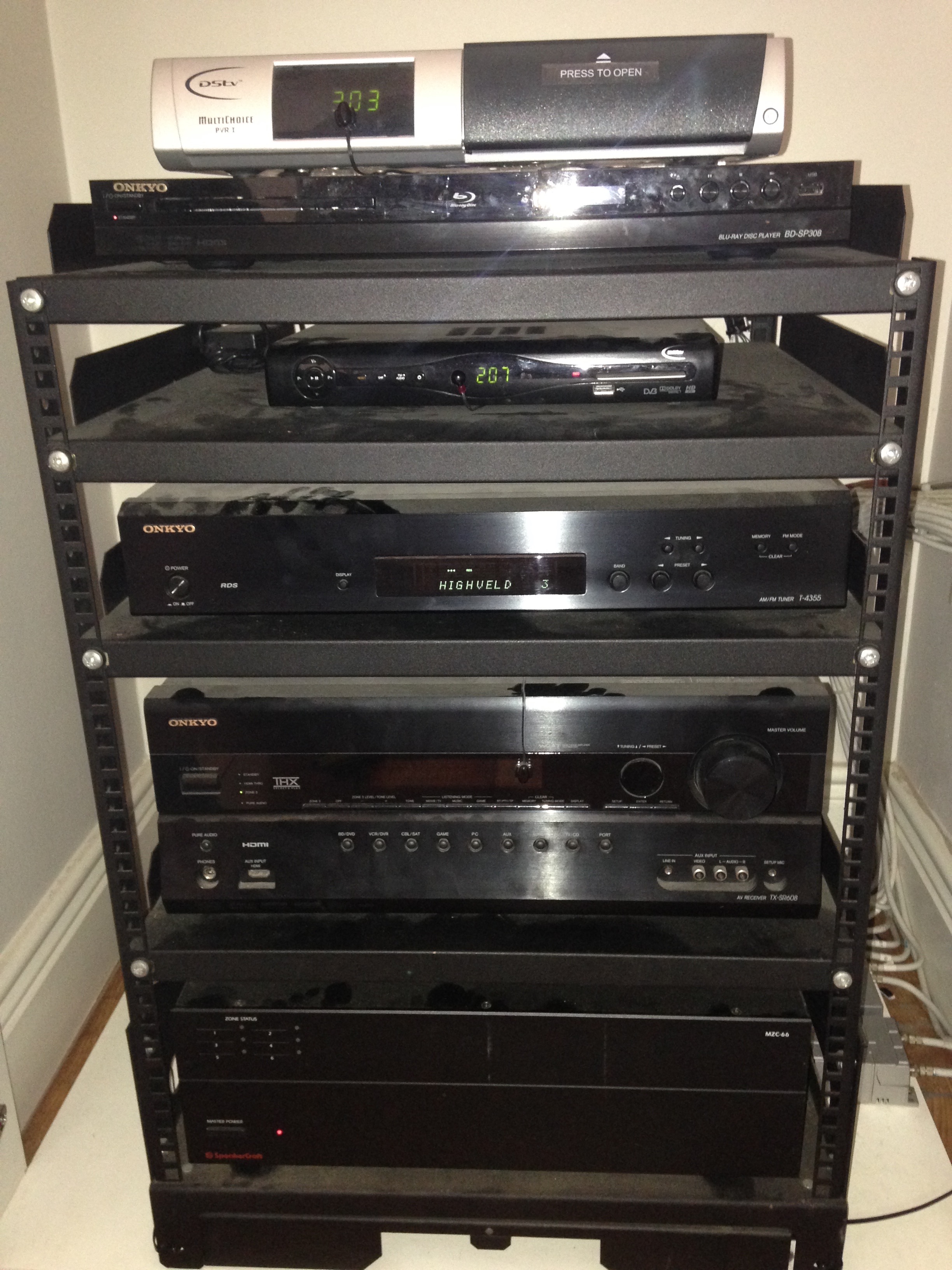 Onkyo AVR and DVD player, Speakercraft audio distribution Onkyo AVR and DVD player, Speakercraft audio distribution